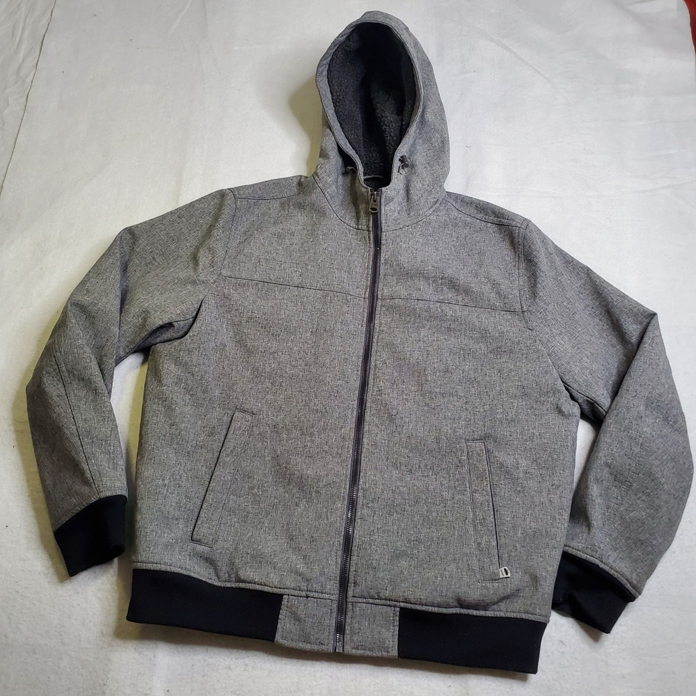 Levi's Mens Softshell Sherpa Lined Hooded Bomber Jacket Gray Size Large